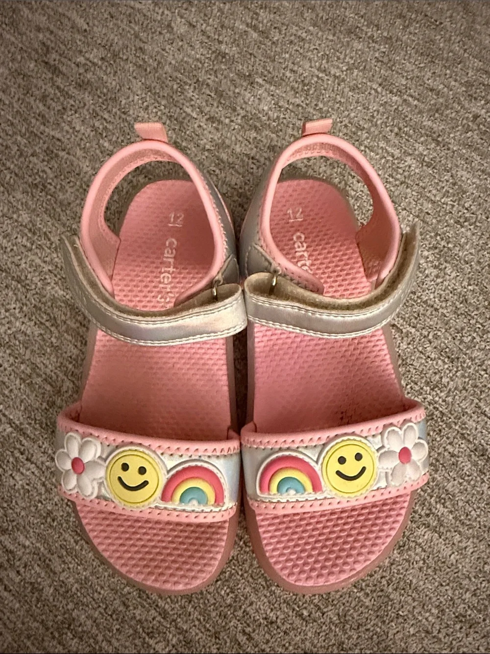 Carter's Light up Pink Sandals with Rainbow & Smiley Accents